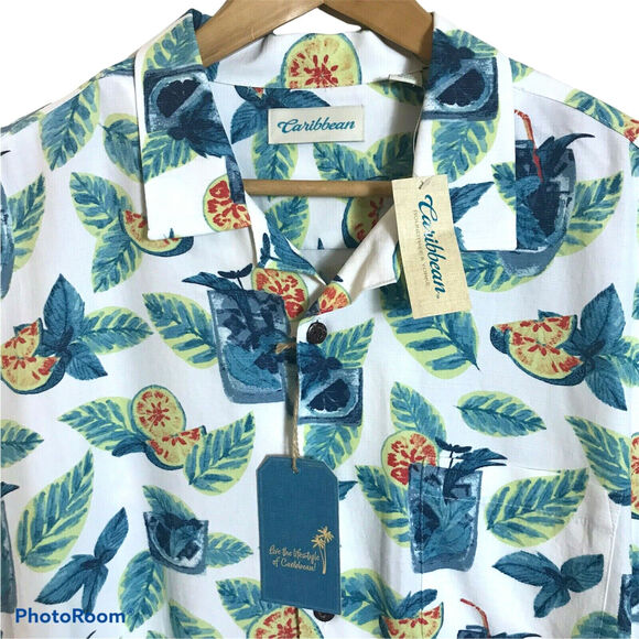 Roundtree & Yorke Other - CARIBBEAN Shirt Mens XL Short Sleeve Camp Hawaiian Floral Modal Blend $69 NEW